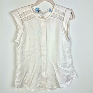 NEW Draper James White Sleeveless Silk Blouse Size 8